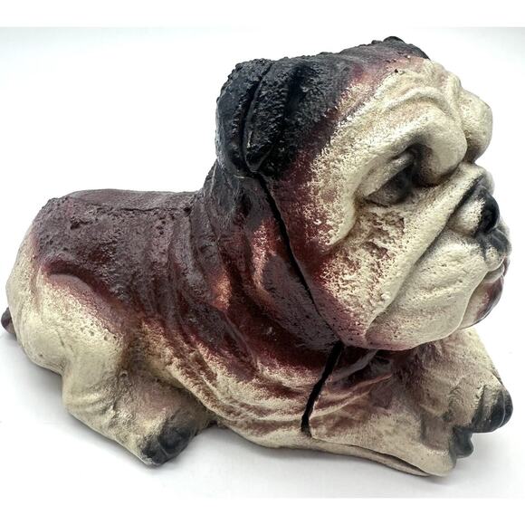 Antique Hubley Old English Bulldog Laying Down Cast Iron Still Penny Bank Rare - Picture 8 of 13